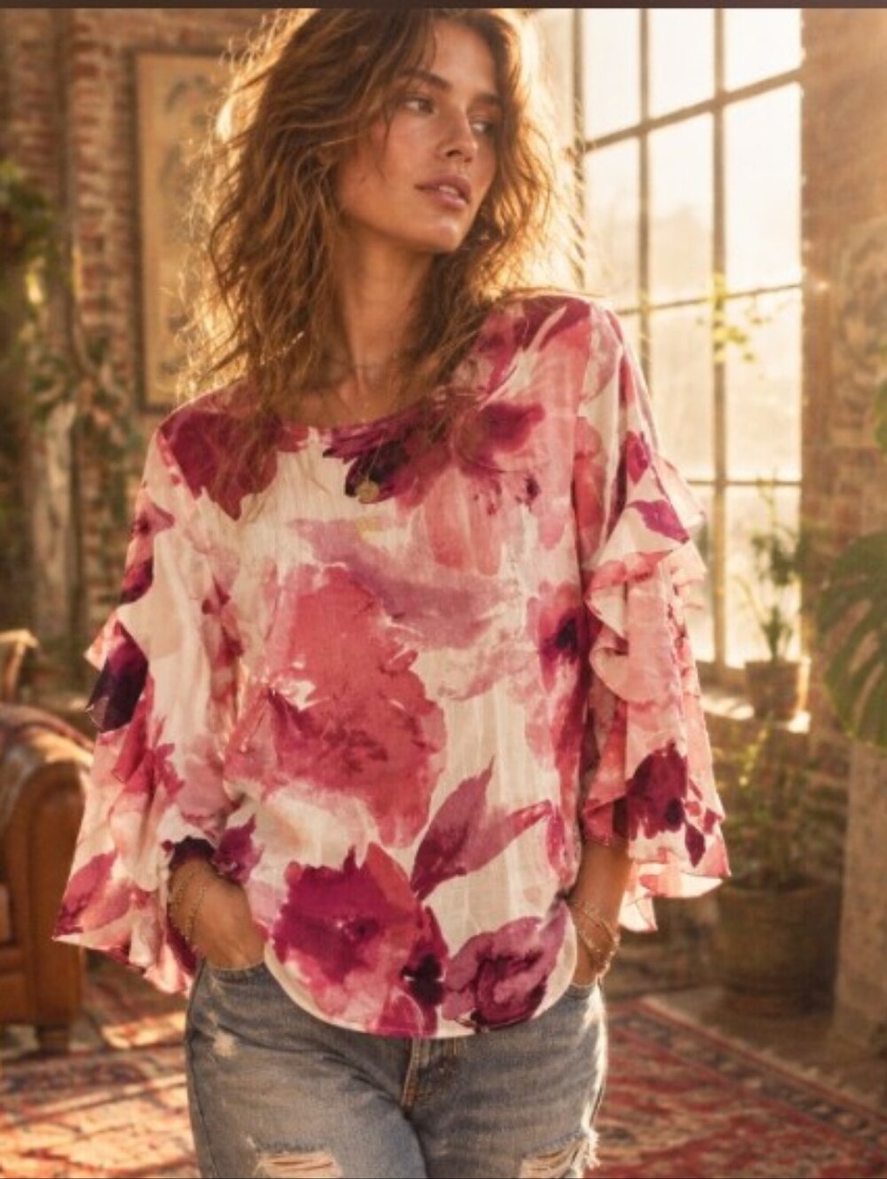 Alfani Pink & White Floral Maxi Dress